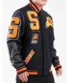 Phoenix Suns Black Letterman Wool Varsity Jacket Side