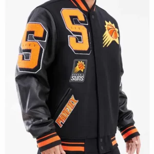 Phoenix Suns Black Letterman Wool Varsity Jacket Side