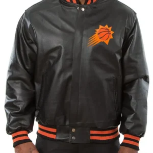 Phoenix Suns Letterman Black Bomber Leather Jacket