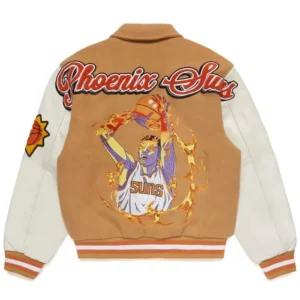 Phoenix Suns Letterman Full Snap Varsity Jacket Back