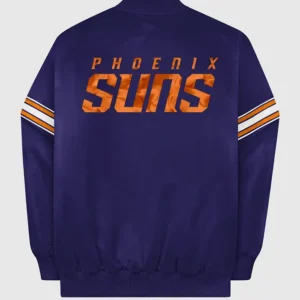 Phoenix Suns Purple Satin Starter Bomber Jacket Back
