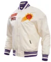 Phoenix Suns White Satin Full Snap Bomber Jacket Side