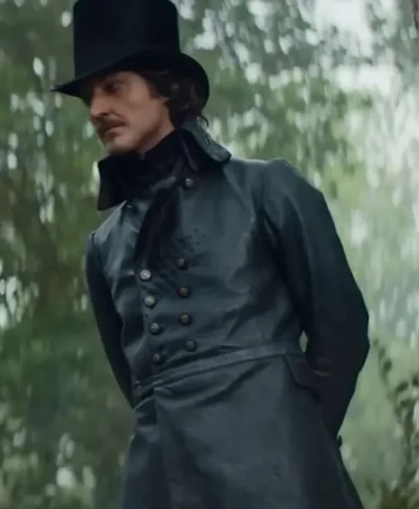 Pierre Niney The Count of Monte Cristo Black Leather Coat