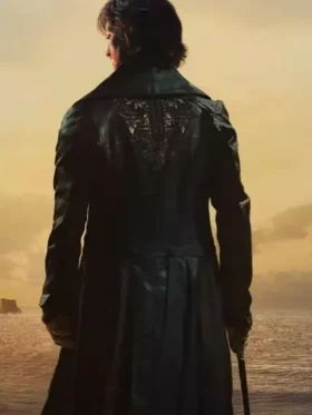 Pierre Niney The Count of Monte Cristo Black Leather Coat For Sale