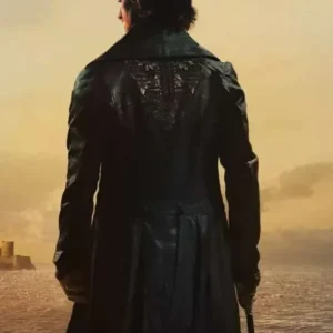 Pierre Niney The Count of Monte Cristo Black Leather Coat For Sale