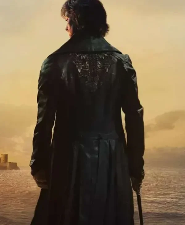 Pierre Niney The Count of Monte Cristo Black Leather Coat For Sale