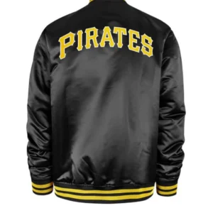 Pirates Black Bomber Full Snap Jacket Back