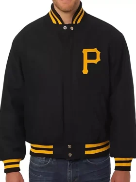 Pirates Black Letterman Wool Varsity Jacket