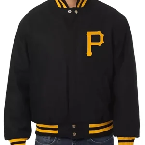 Pirates Black Letterman Wool Varsity Jacket