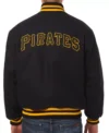 Pirates Black Letterman Wool Varsity Jacket Back