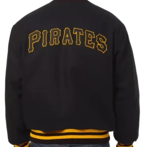 Pirates Black Letterman Wool Varsity Jacket Back