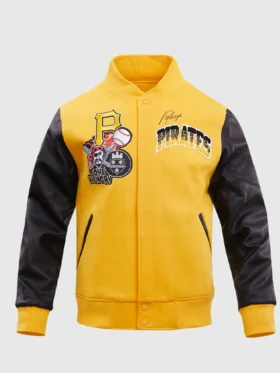 Pirates Yellow Full Snap Wool Varsity Jacket