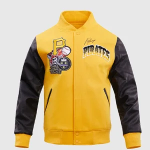 Pirates Yellow Full Snap Wool Varsity Jacket