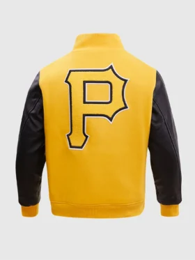 Pirates Yellow Full Snap Wool Varsity Jacket Back