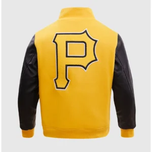 Pirates Yellow Full Snap Wool Varsity Jacket Back