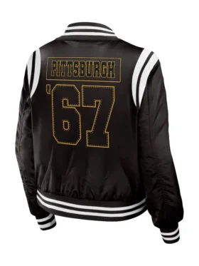 Pittsburgh Penguins Black Bomber Jacket Back