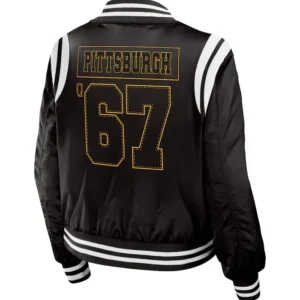 Pittsburgh Penguins Black Bomber Jacket Back