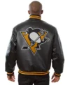 Pittsburgh Penguins Black Leather Jacket Back