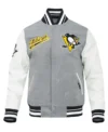 Pittsburgh Penguins Grey and White Varsity Jacket
