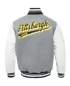 Pittsburgh Penguins Grey and White Varsity Jacket Back