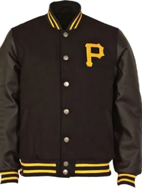 Pittsburgh Pirates Black Full Snap Varsity Wool Jacket