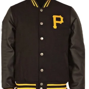 Pittsburgh Pirates Black Full Snap Varsity Wool Jacket