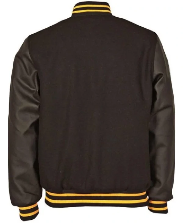 Pittsburgh Pirates Black Full Snap Varsity Wool Jacket Back