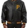Pittsburgh Pirates Black Leather Bomber Jacket