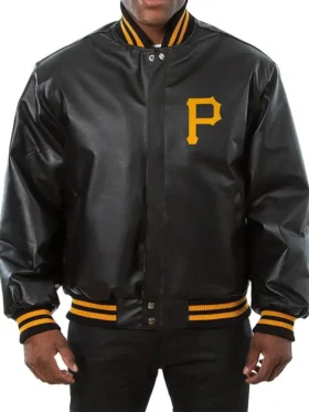 Pittsburgh Pirates Black Leather Bomber Jacket