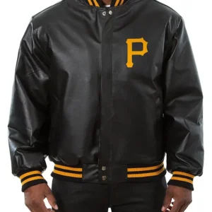 Pittsburgh Pirates Black Leather Bomber Jacket