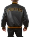 Pittsburgh Pirates Black Leather Bomber Jacket Back