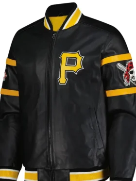Pittsburgh Pirates Black Leather Zipper Base Ball Jacket