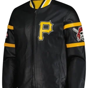 Pittsburgh Pirates Black Leather Zipper Base Ball Jacket