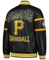 Pittsburgh Pirates Black Leather Zipper Base Ball Jacket Back