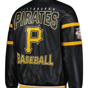 Pittsburgh Pirates Black Leather Zipper Base Ball Jacket Back