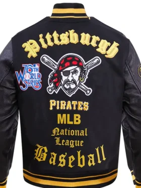 Pittsburgh Pirates Black Wool Varsity Jacket Back