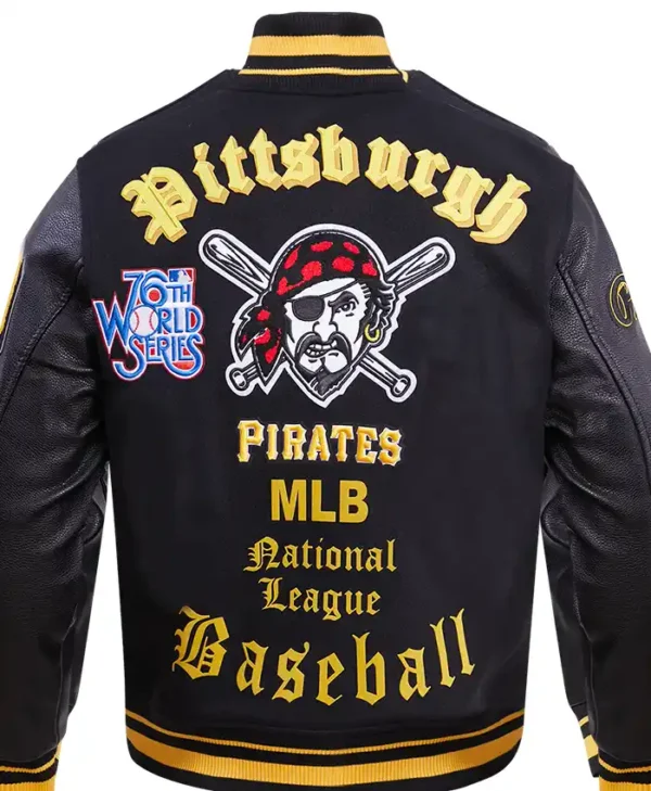 Pittsburgh Pirates Black Wool Varsity Jacket Back