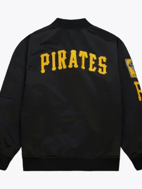 Pittsburgh Pirates Black Zipper Bomber Jacket Back