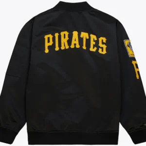 Pittsburgh Pirates Black Zipper Bomber Jacket Back