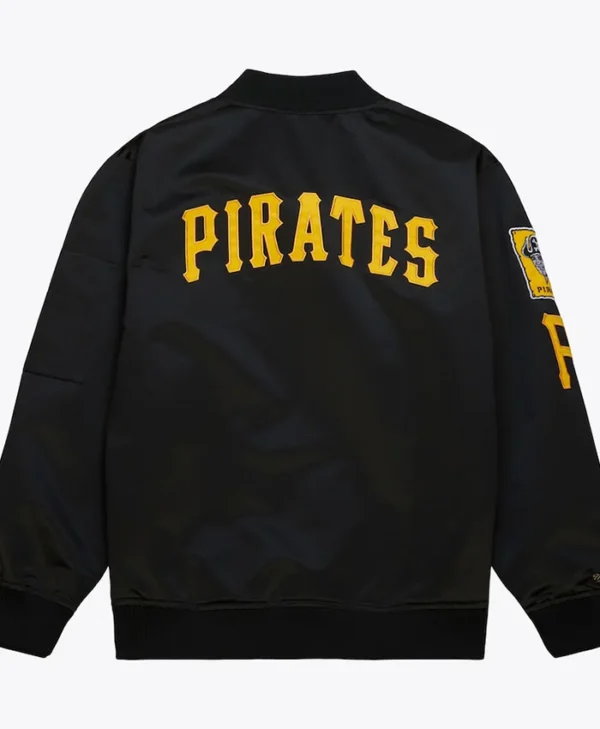 Pittsburgh Pirates Black Zipper Bomber Jacket Back