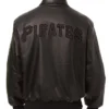 Pittsburgh Pirates Black Zipper Leather Bomber Jacket Back