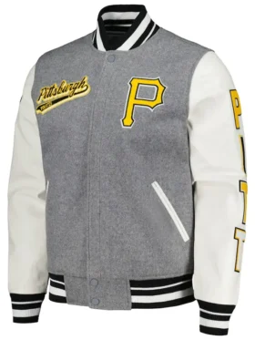 Pittsburgh Pirates Grey And White Wool Varsity Jacket