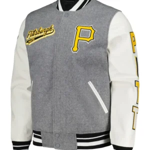 Pittsburgh Pirates Grey And White Wool Varsity Jacket