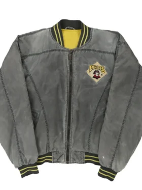 Pittsburgh Pirates Grey Vintage Zipper Bomber Jacket