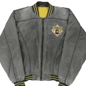 Pittsburgh Pirates Grey Vintage Zipper Bomber Jacket