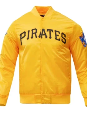 Pittsburgh Pirates Yellow Satin Full Snap Bomber Jacket