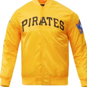Pittsburgh Pirates Yellow Satin Full Snap Bomber Jacket