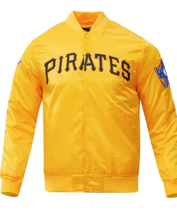 Pittsburgh Pirates Yellow Satin Full Snap Bomber Jacket