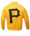 Pittsburgh Pirates Yellow Satin Full Snap Bomber Jacket Back