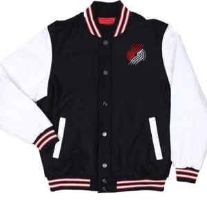 Portland Trail Blazers Black And White Varsity Wool Jacket